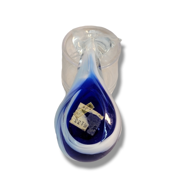 Blown Glass Blue White Decoration Collectible Wale Figurine Vintage Sculpture - Picture 11 of 14